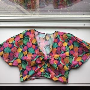Tropical fruit print crop top